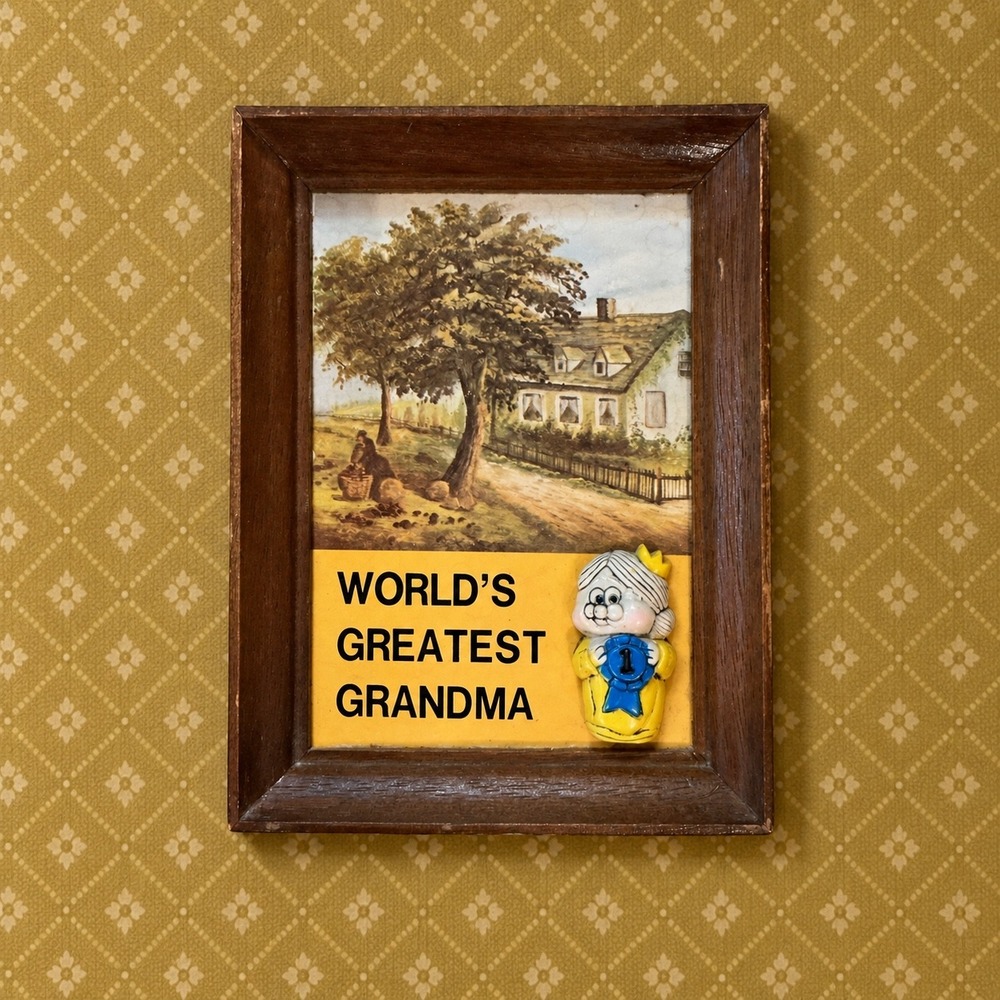 Vintage Worlds Greatest Grandma Shadow Box Wall Art Wood Frame 7.25x5.5